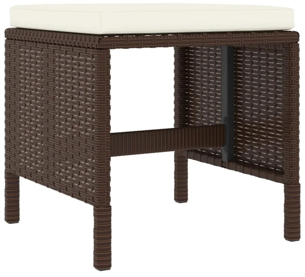 6 részes barna polyrattan kerti étkezőgarnitúra párnával
