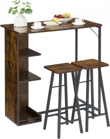 3 Részes Étkezőgarnitúra, Konyhai Bárasztal, Retro Szín