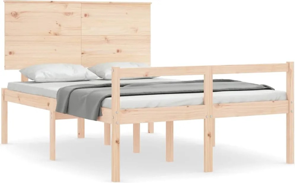vidaXL tömör fa ágy időseknek fejtámlával 140x190 cm