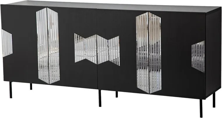 Vienna komód, fekete-füstszürke, 180 cm