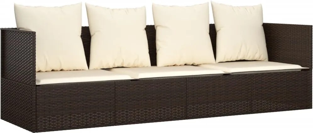 vidaXL barna polyrattan kültéri társalgókanapé párnákkal