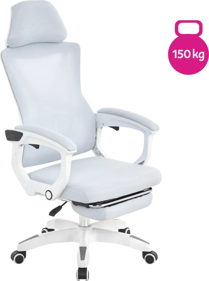 Irodai szék, világosszürke/fehér, teherbírás 150 kg, MALVIN