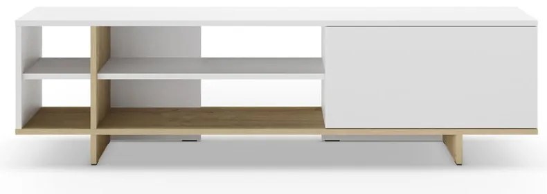 Fehér TV-állvány tölgyfa dekorral 160x44 cm Cequoia – Marckeric