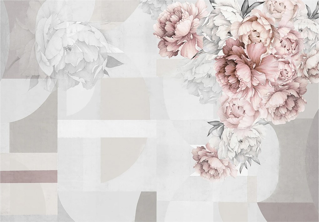 Vinil Tapéta Flizelin Virágok Bazsarózsa Art Deco Rózsaszín Boho 368x254