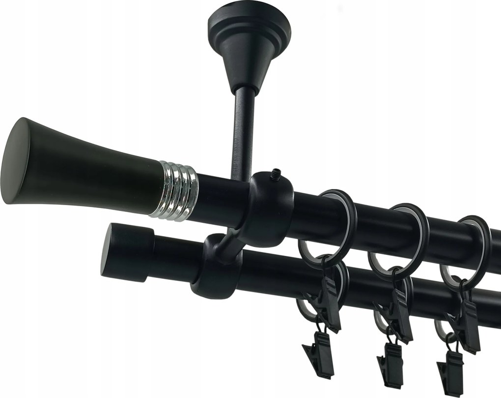 Mennyezeti Függönykarnis Fekete Matt 19+19mm Riva 140cm