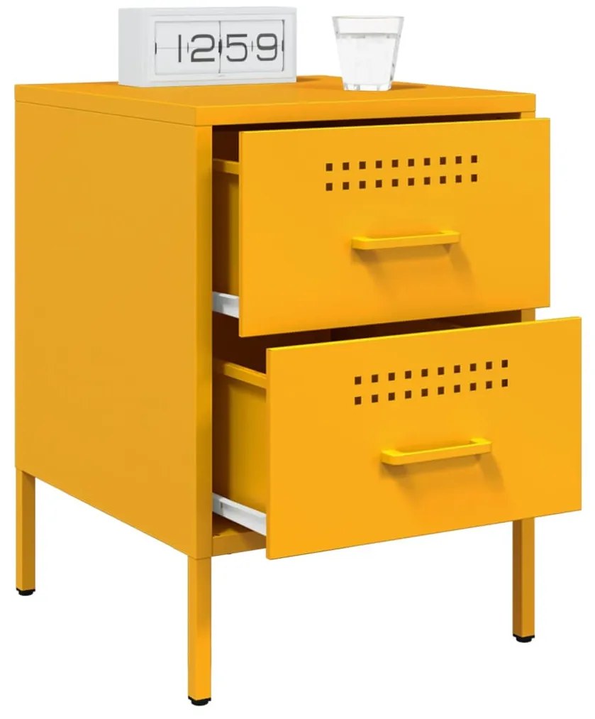 Mustársárga acél éjjeliszekrény 36 x 39 x 50,5 cm