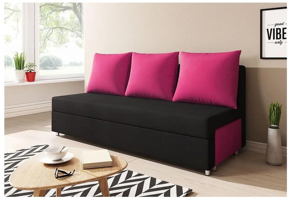 RITA kanapé, fekete/rózsaszín (alova 04/alova 76)