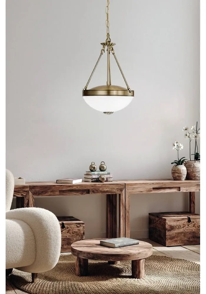 Fehér-aranyszínű függőlámpa üveg búrával ø 31 cm SAVOY – EGLO