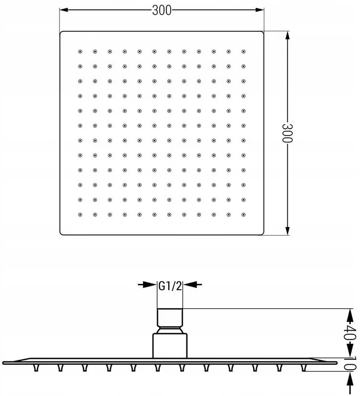 Mexen CUBE, rejtett kar 40cm + zuhanyfej 30x30cm, fehér, 79112-20 + 79130-20