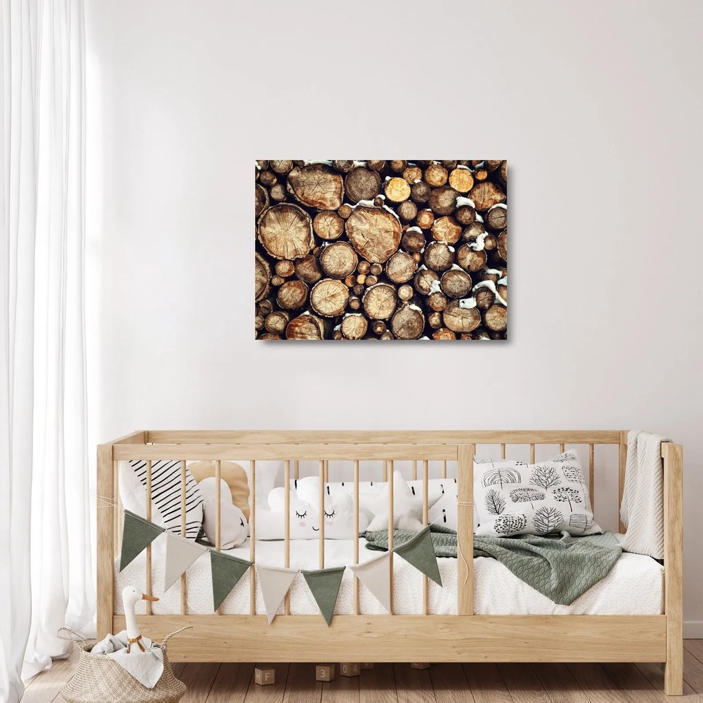 Üveg kép - Fa a hóban (70x50 cm)