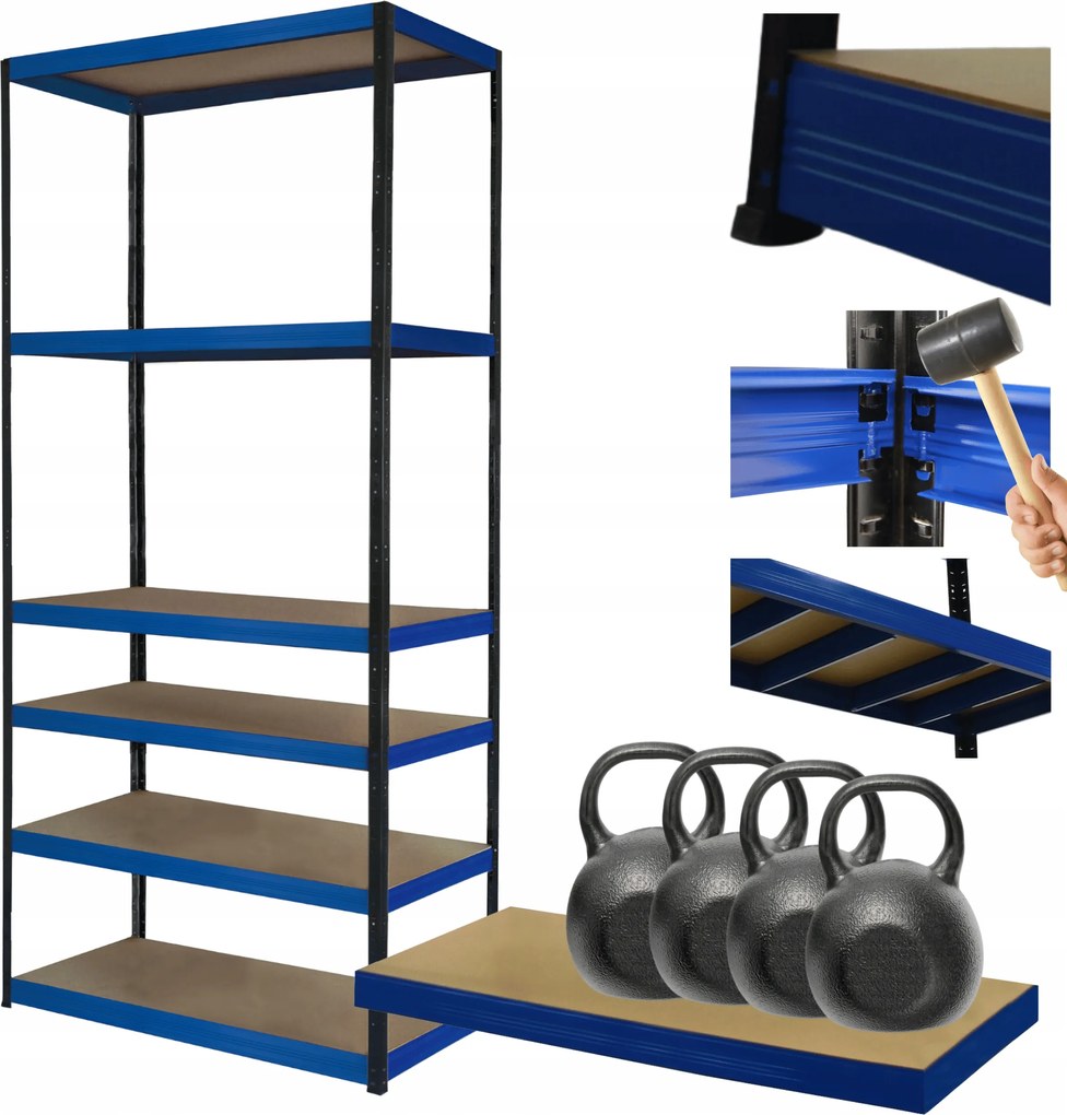 Helios fém tároló állvány 196x75x40cm 6Px400kg Erős Lengyel