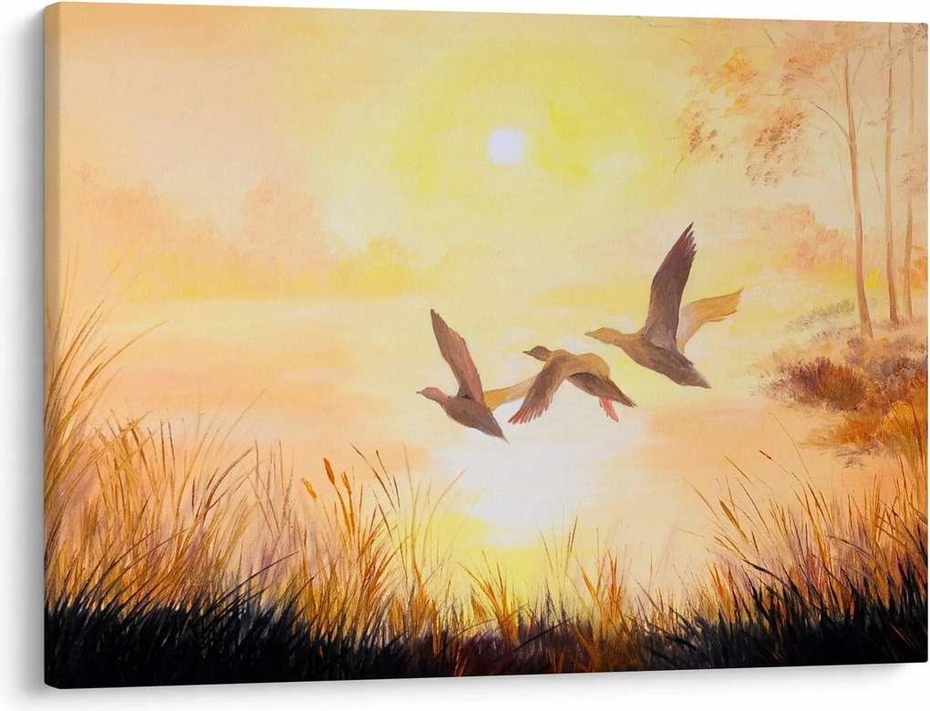 Kép - Daruk naplementekor (70x50 cm)