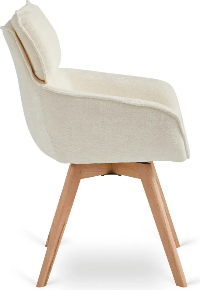 Forgó szék krém színben, bouclé kárpittal, DIAS