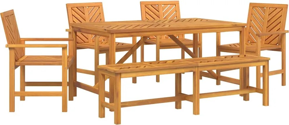 vidaXL Kert étkező szett 6 pcs Barna Tömör Akácfa