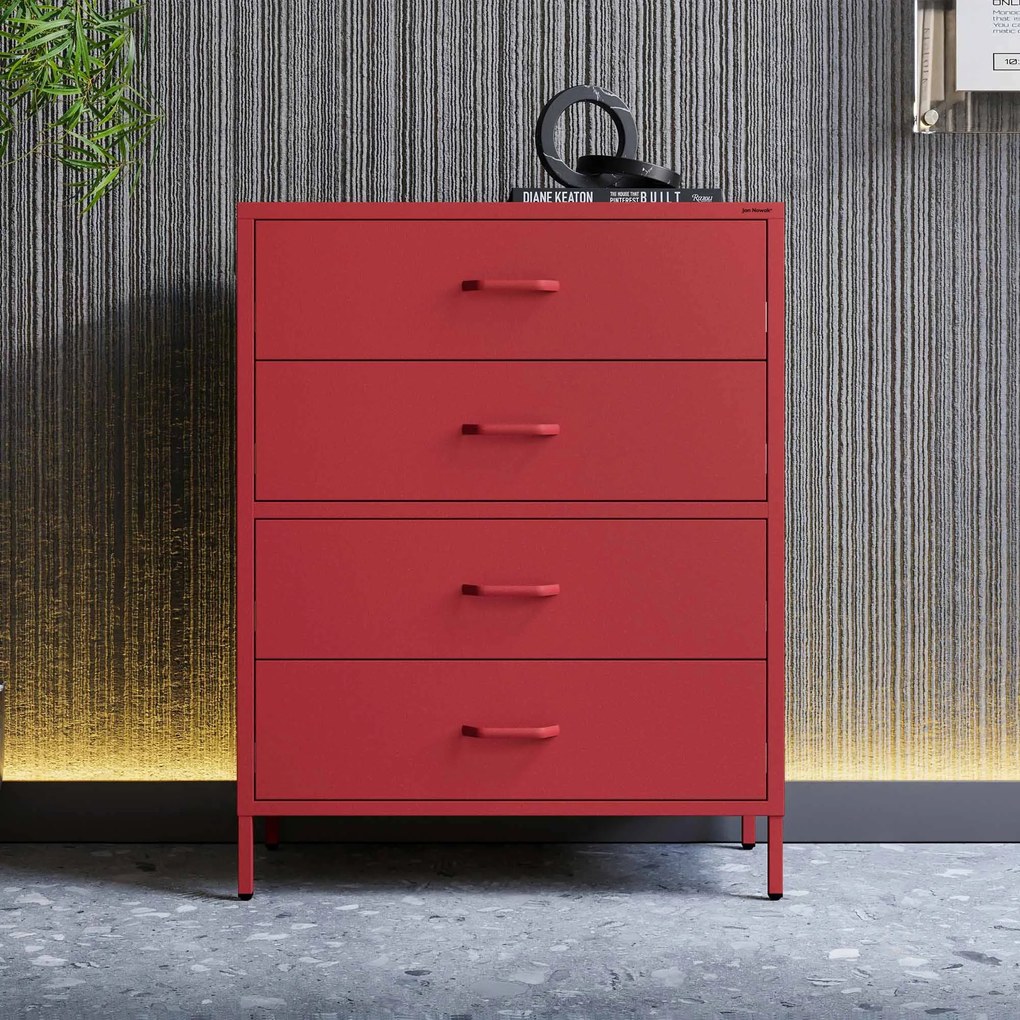 Komód CARLA , 800 x 1015 x 400 mm, Modern: piros