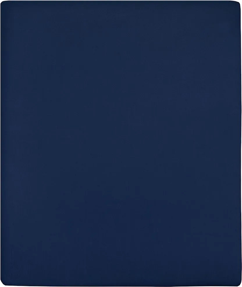 vidaXL tengerészkék pamutdzsörzé gumis lepedő 100x200 cm