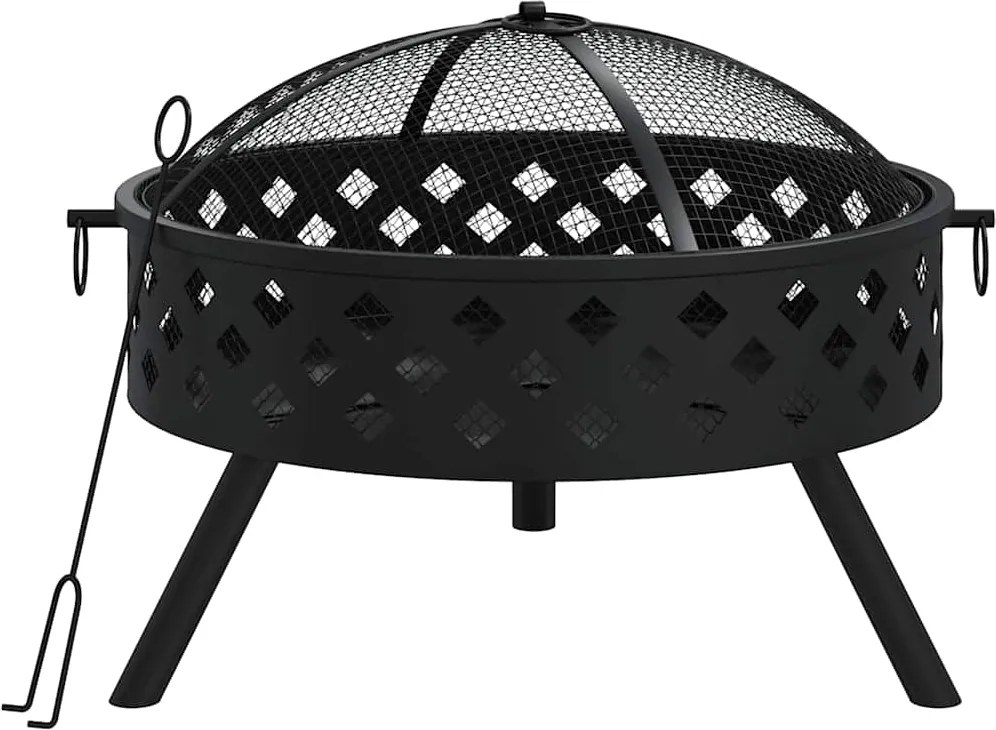 vidaXL acél XXL méretű tűztál piszkavassal 58 cm