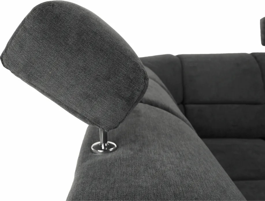 Ülőgarnitúra, műbőr fekete/szövet sötétszürke, balos, SANTIAGO U