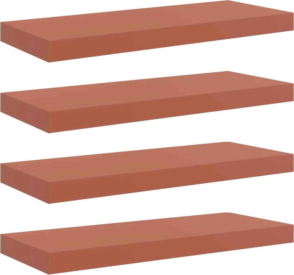 vidaXL Falpolc Falra szerelhető 4 pcs Piros 60 x 23 x 4 cm Faanyag