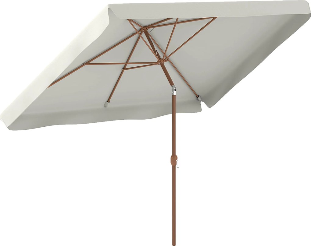 Outsunny Kültéri Teraszernyő 300x200 cm Állítható Szögű Alumínium Rúddal és UV 50+ Védelemmel a Kerthez és Teraszhoz Krém | Aosom