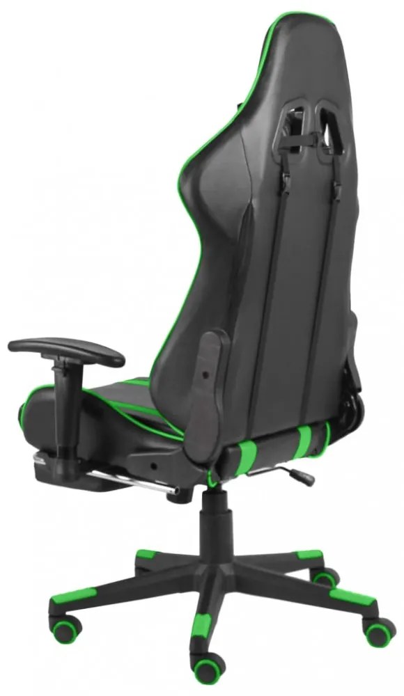 zöld PVC forgó gamer szék lábtartóval