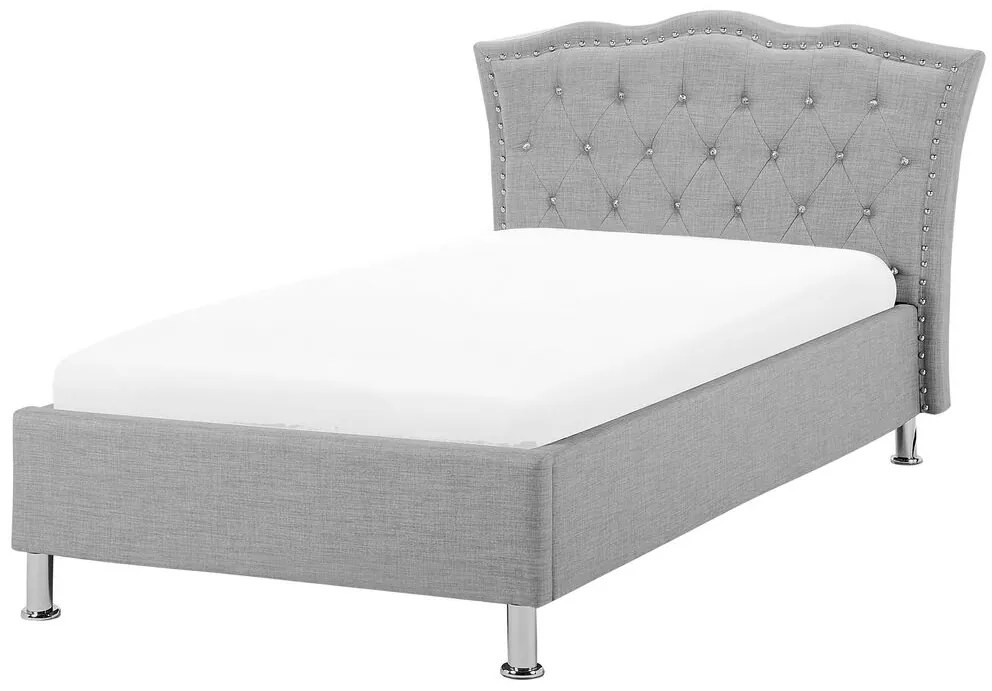 Egyszemélyes ágy 90 cm MATH (ágyráccsal és tárolóhellyel) (szürke). 1007362