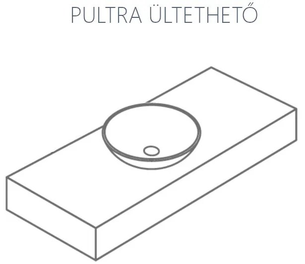 CeraStyle NEW NOVA - PULTRA ültethető - Top Counter - mosdó rejtett leeresztővel - 70 x 42 cm