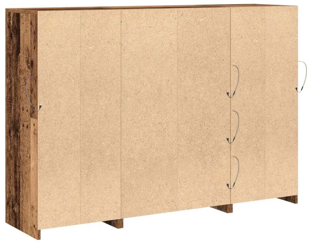 Büféasztal LED világítással Régi fa 142.5x37x100 cm Mérnöki fa