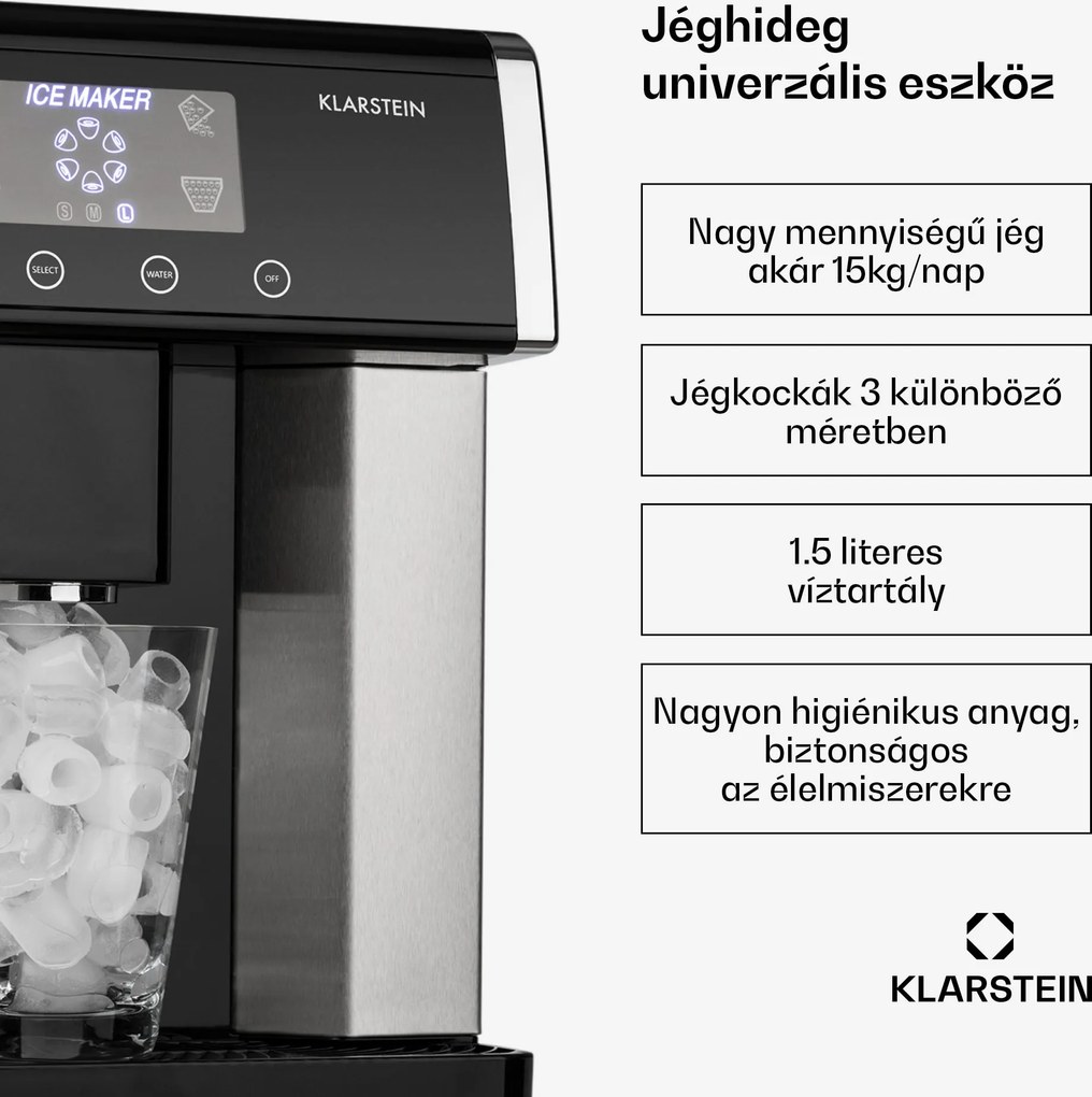 Klarstein Eiszeit rozsdamentes acél jégkocka készítő 3 jégkocka méret ezüst
