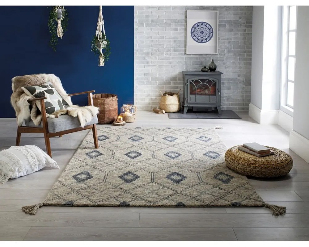 Diego szürke gyapjú szőnyeg, 200 x 290 cm - Flair Rugs