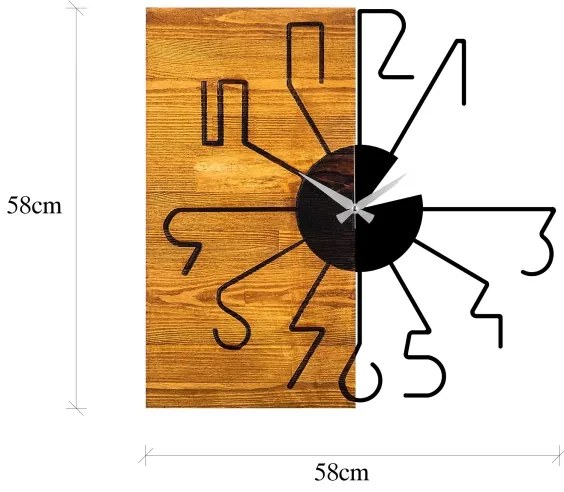 Fali óra 58 cm, 1xAA, fa/fém