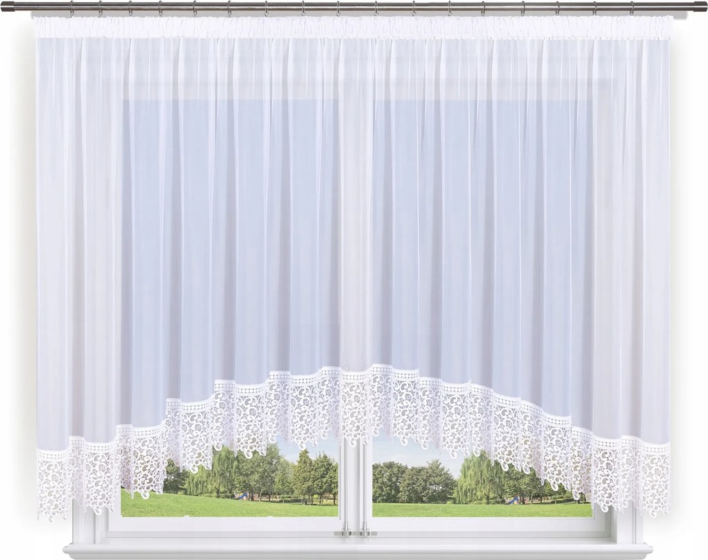 Kész függöny 400x150 ív,fehér fátyol,gipsz 30cm