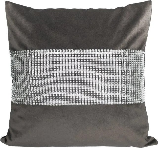 Párnahuzat 40x40 hamuszürke velúr strasszok P24