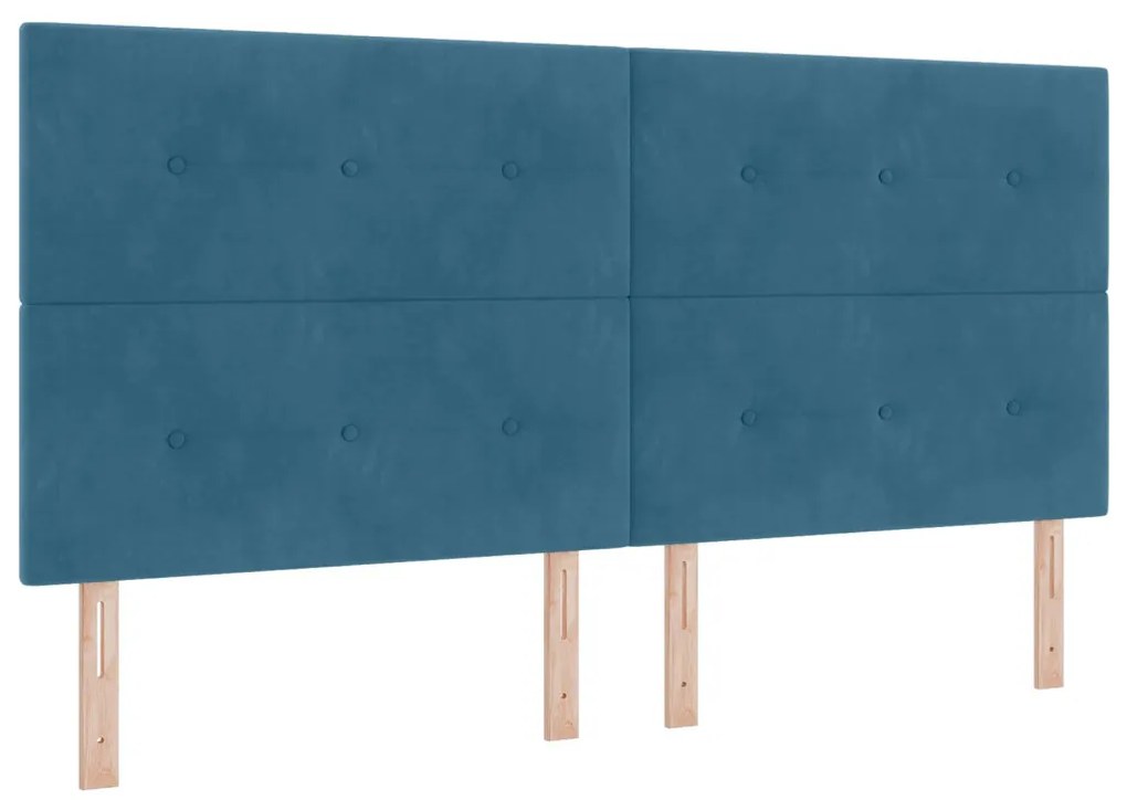 Boxspring Ágy Matracokkal Sötétkék 200x200 cm Bársonyos