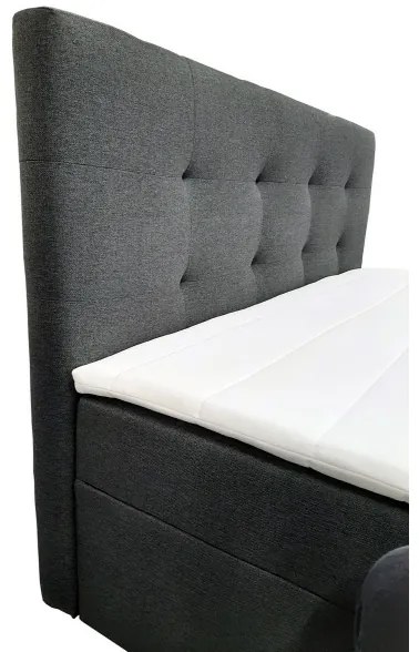 Kárpitozott ágy matracokkal és topperrel, ágy alatti tárolóval EMBER 180x200 cm antracit