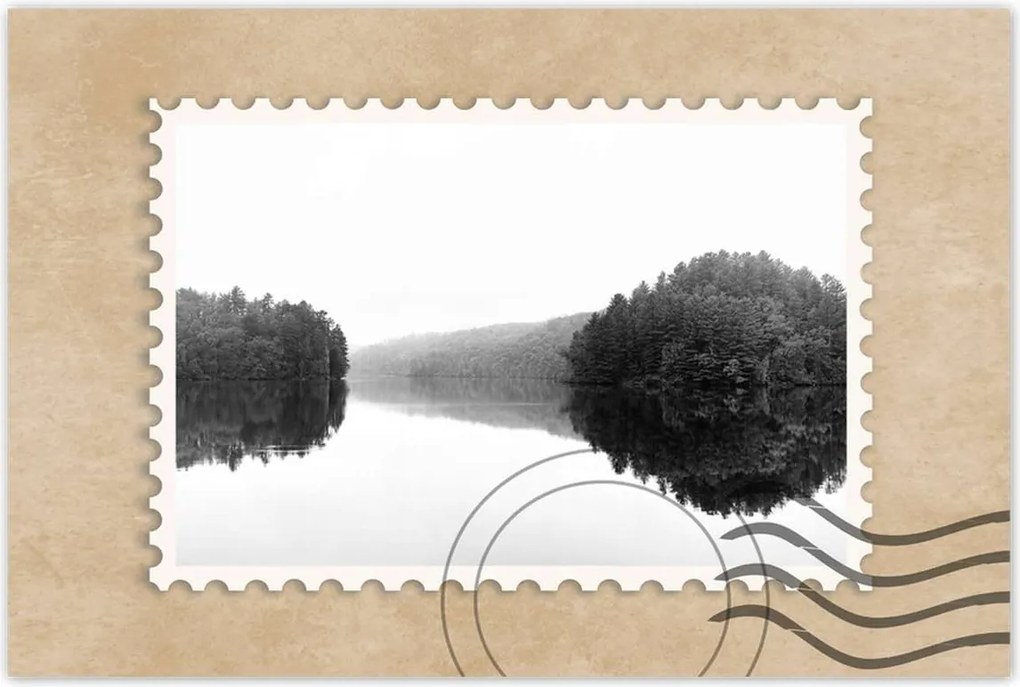 Poszter 60x40 Tó sziget fekete