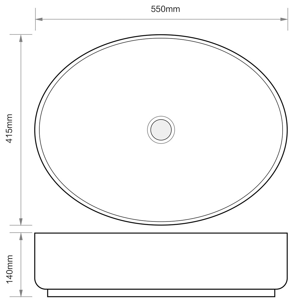 Erga Aadhya, asztali mosogató 550x415x140 mm, fekete matt, ERG-V03-9594-M-001-BK