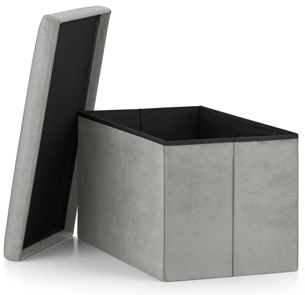 FURELA VELVET XL szürke összecsukható puff 60 x 38 x 38 cm