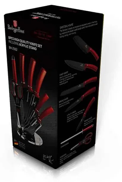 Berlinger Haus 8 részes késkészlet akril állvánnyal Metallic Line Burgundy Edition