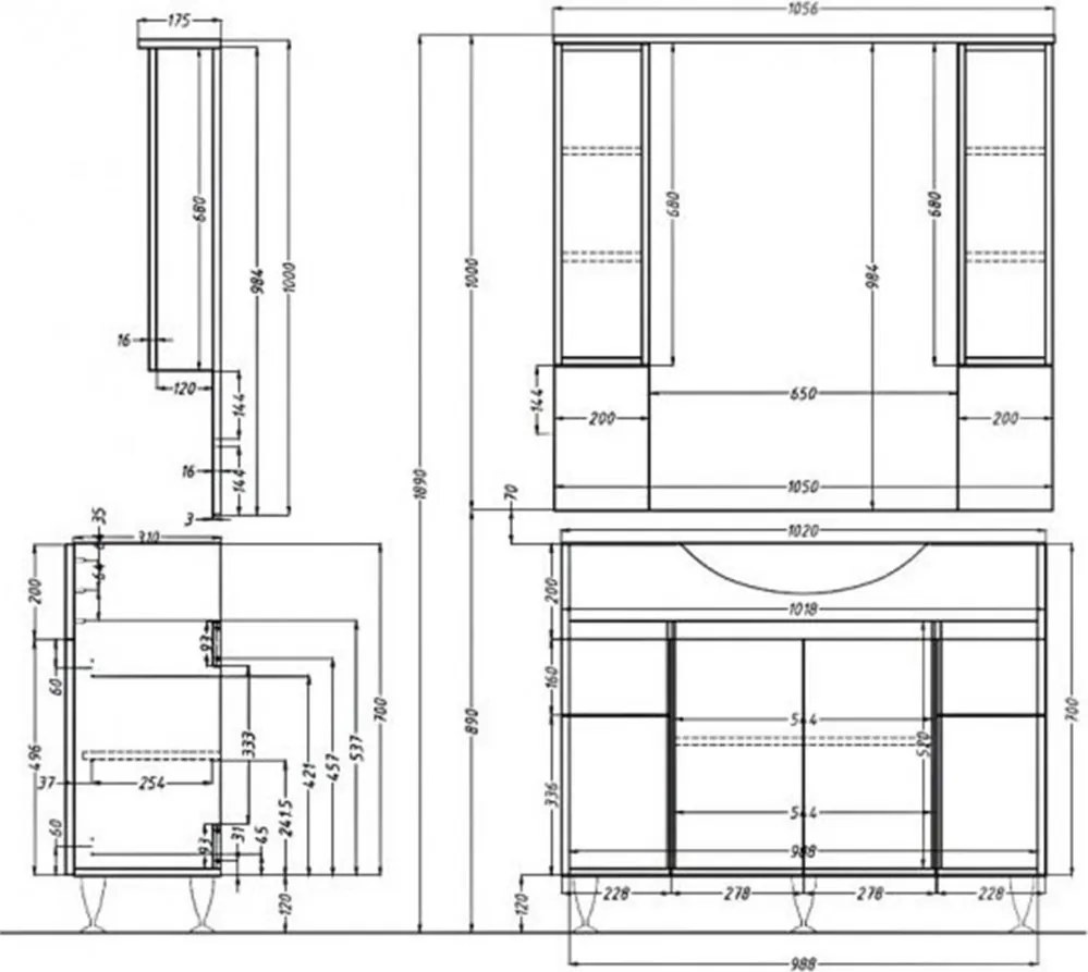 Bianca Plus 105 alsó szekrény mosdóval, sonoma tölgy színben