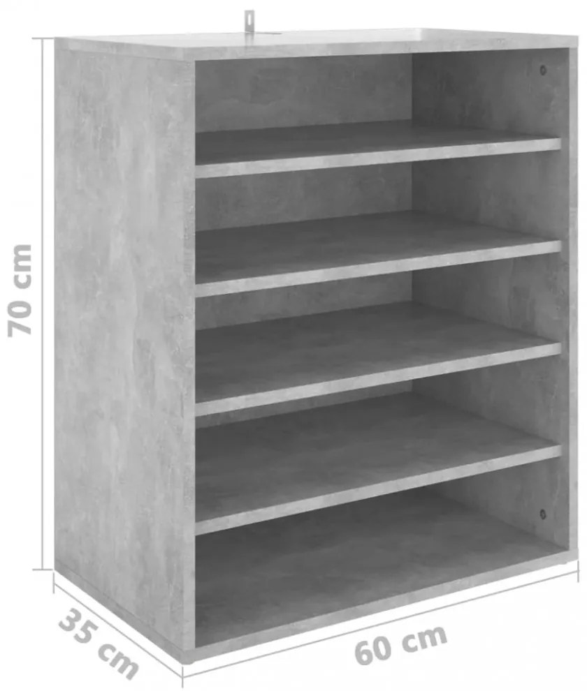 vidaXL betonszürke szerelt fa cipősszekrény 60 x 35 x 70 cm
