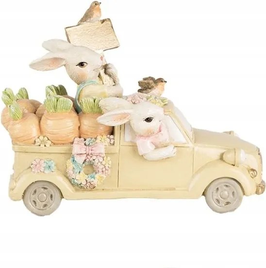 Dekoratív figura Nyuszik és egy autó