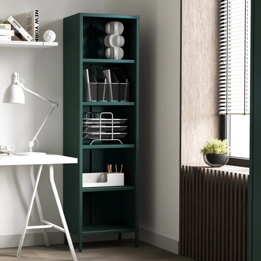 Könyvespolc MARIO, 500 x 1800 x 350 mm, Modern: palack zöld szín