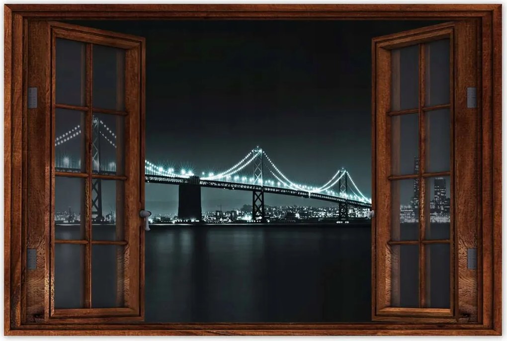 Poszterek 90x60 Usa Híd az éjszakában Fények