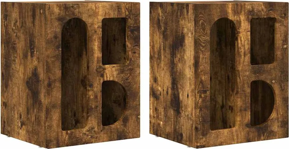vidaXL Éjjeli asztal 2 pcs Füstölt tölgy 40 x 35 x 50 cm Faanyag