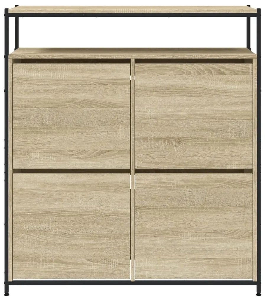 sonoma tölgy cipőszekrény 4 kihajtható fiókkal 100x34x112 cm