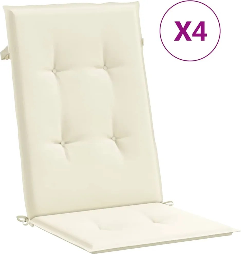 vidaXL 4 db krémszínű szövet magas háttámlájú székpárna 120x50x2 cm