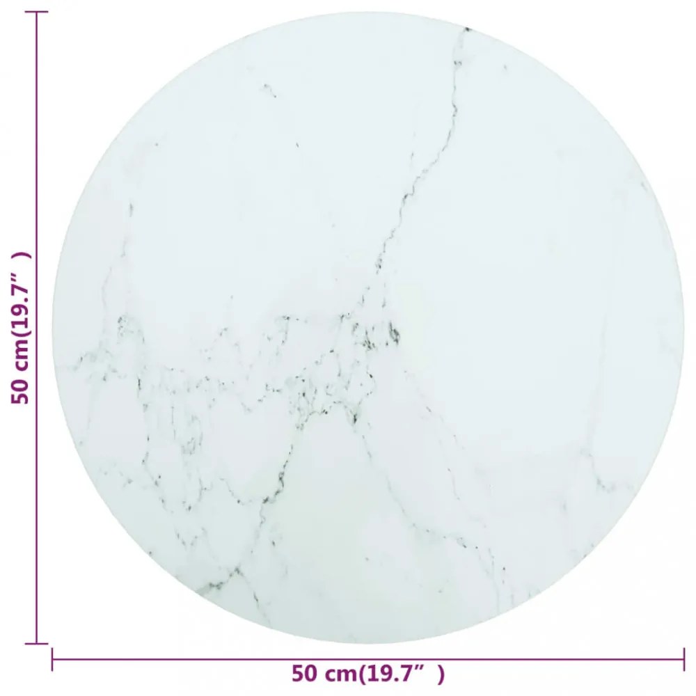 fehér edzett üveg asztallap márványdizájnnal Ø50 x 0,8 cm