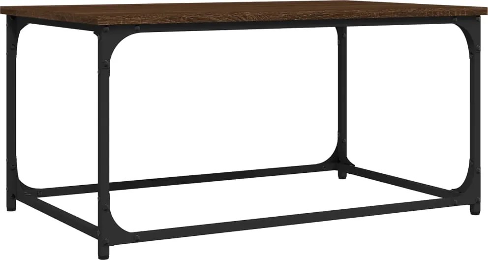 vidaXL barna tölgyszínű szerelt fa és vas dohányzóasztal 80x50x40 cm