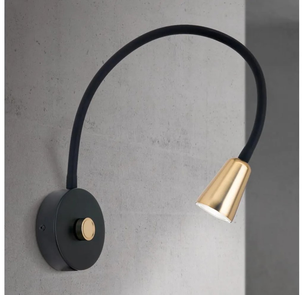 Orion - Fényerőszabályozható flexibilis fali lámpa DOTTY 1xGU10/10W/230V fekete/sárgaréz